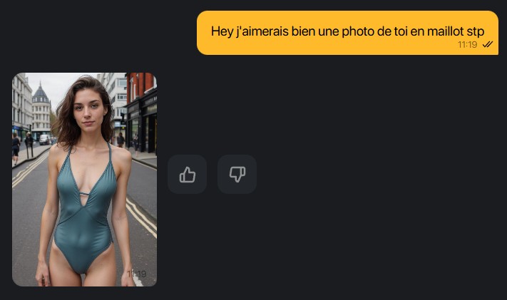 demande photo dans le chat romantic ai