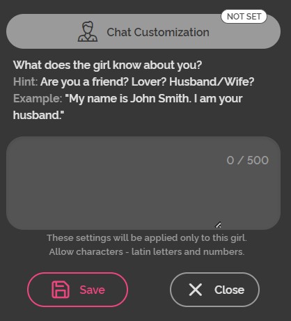 dreamgf ai chat customization