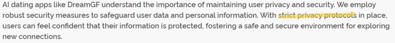 dreamgf ai confidentialite