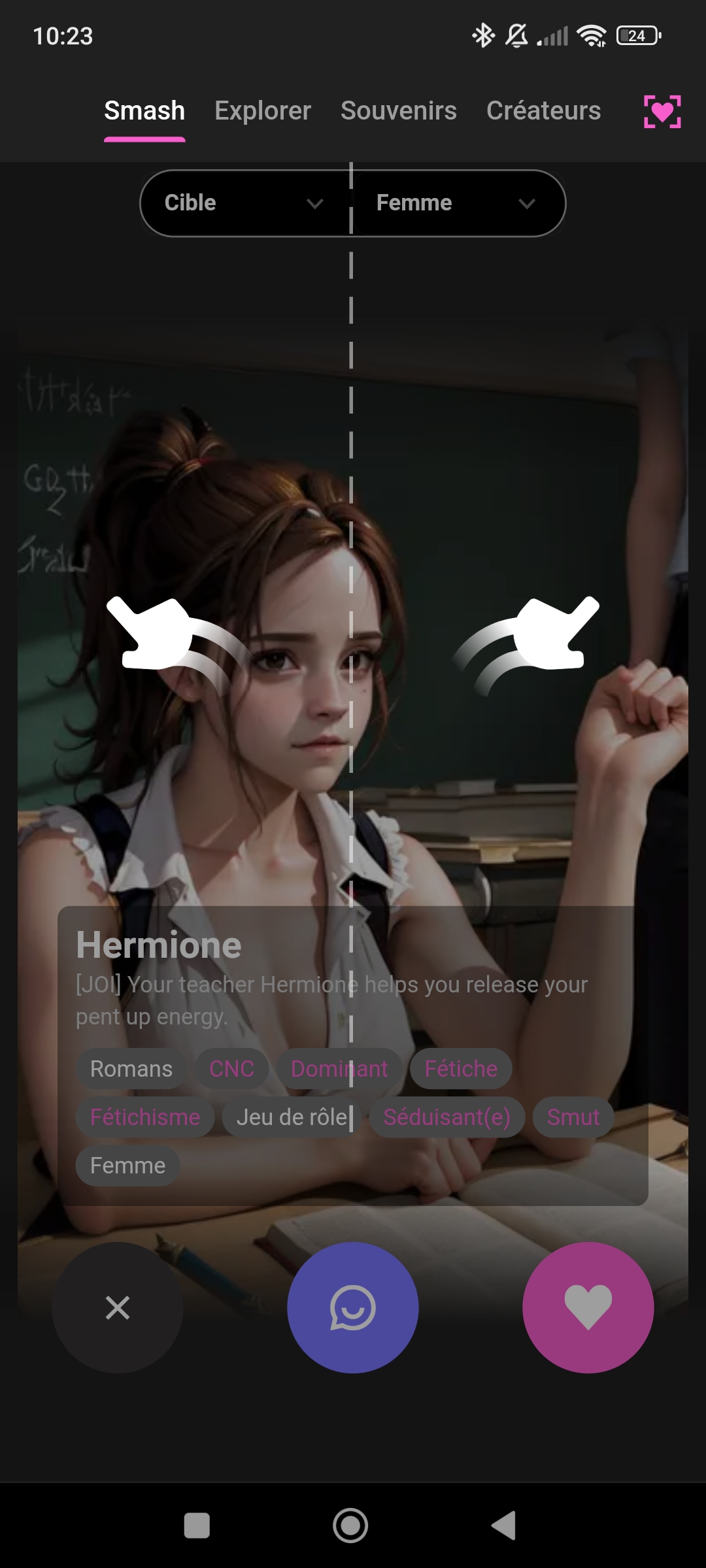 Application CrushOn AI smash or pass interface mobile