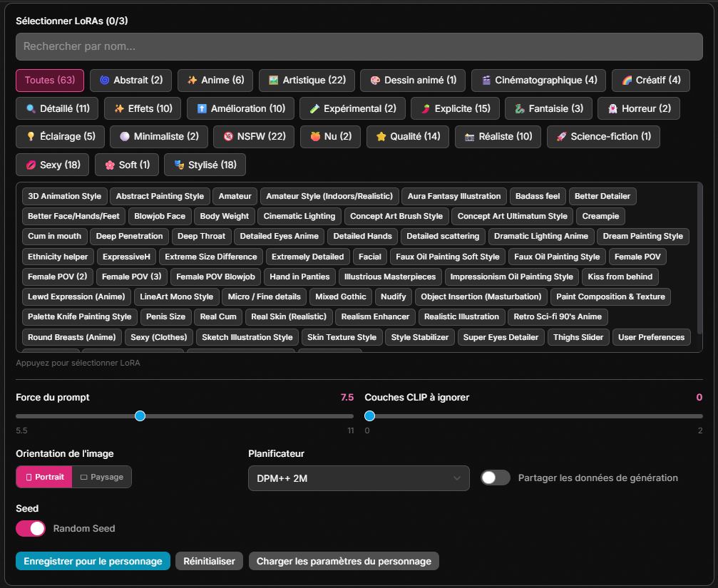 Soulkyn paramètres avancés d’images