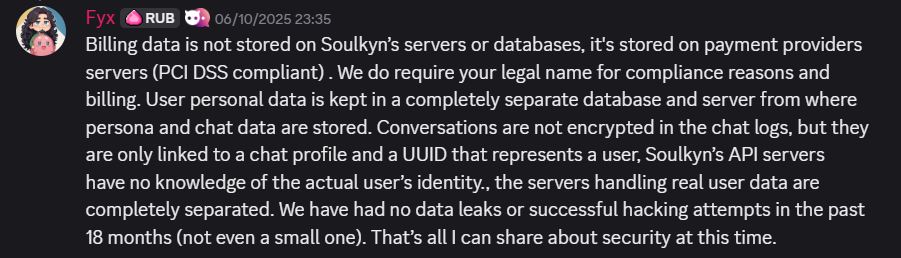 Soulkyn sécurité des données