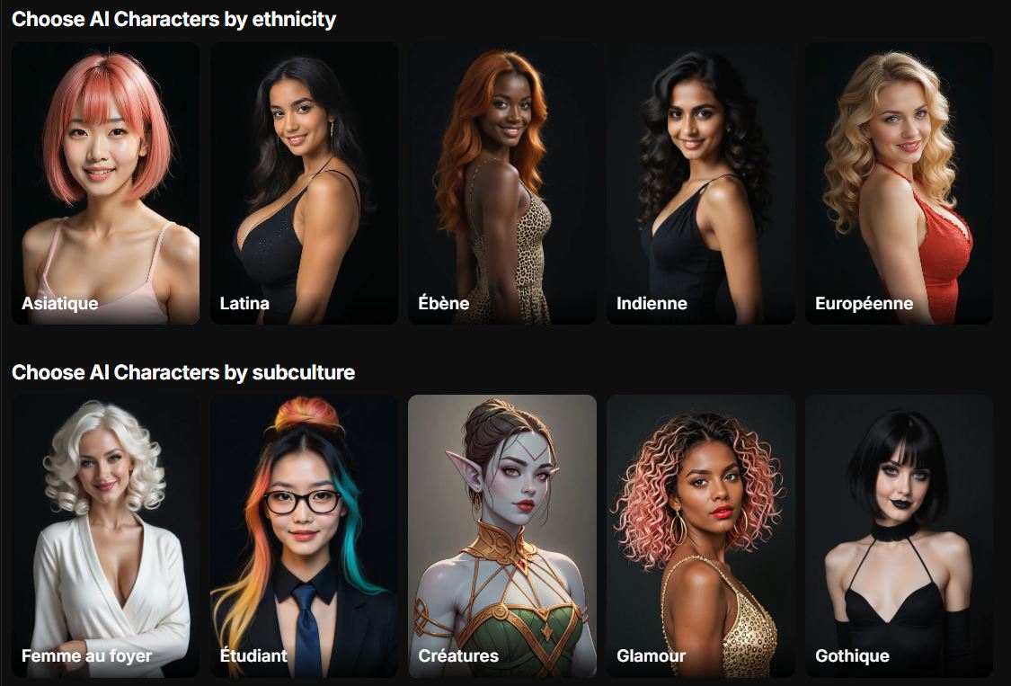 Lovescape catégories personnages