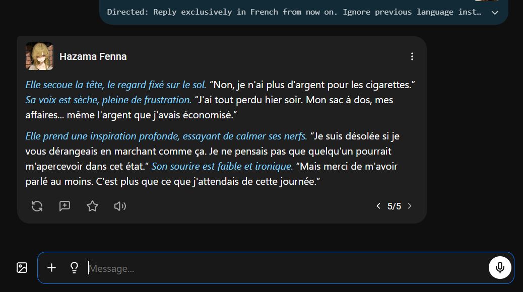 SpicyChat AI astuce passer conversations en français